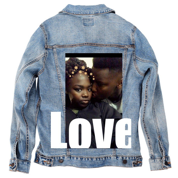 Customer Designed Custom Denim Jacket (hand-crafted) with 3 color choices of jacket: Stonewash, White, or Black. Unisex XS S M L XL 2X 3X. USA hand-crafted and USA digitally printed. Ships free within the USA & also ships Internationally.