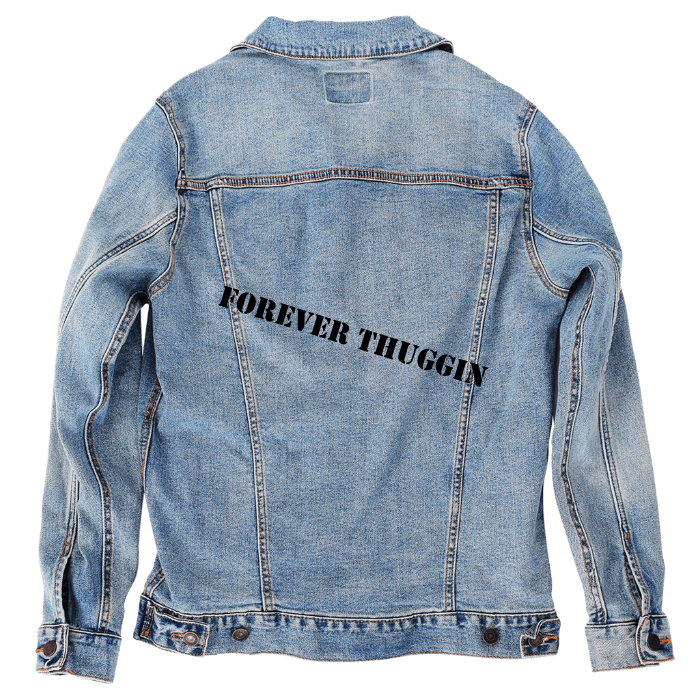 Customer Designed Custom Denim Jacket (hand-crafted) with 3 color choices of jacket: Stonewash, White, or Black. Unisex XS S M L XL 2X 3X. USA hand-crafted and USA digitally printed. Ships free within the USA & also ships Internationally.