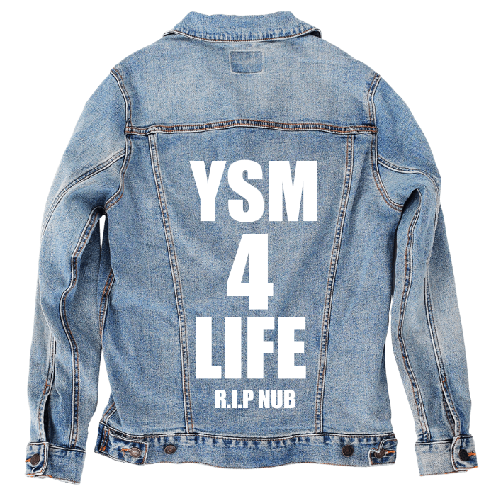 Customer Designed Custom Denim Jacket (hand-crafted) with 3 color choices of jacket: Stonewash, White, or Black. Unisex XS S M L XL 2X 3X. USA hand-crafted and USA digitally printed. Ships free within the USA & also ships Internationally.