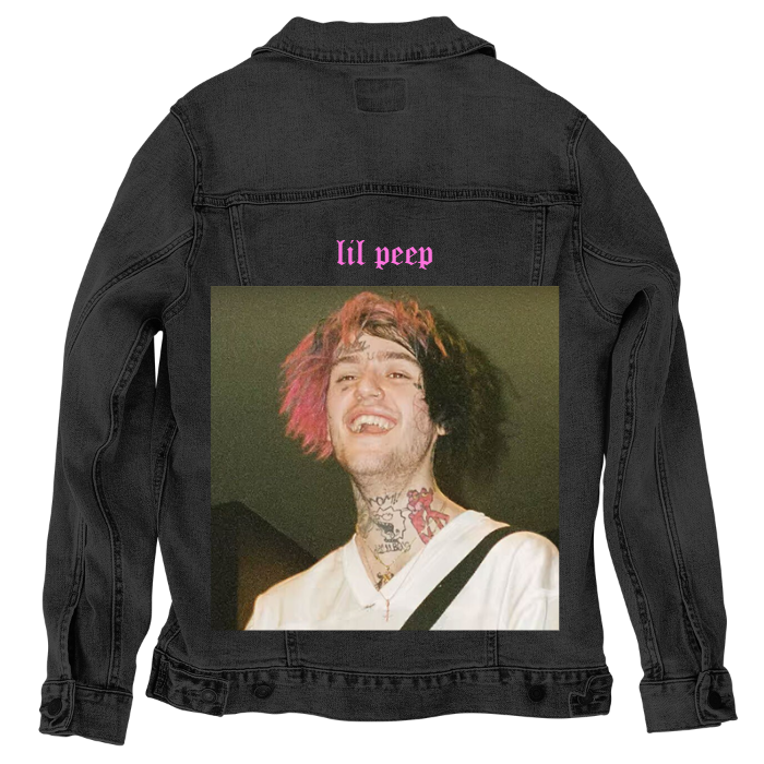 Customer Designed Custom Denim Jacket (hand-crafted) with 3 color choices of jacket: Stonewash, White, or Black. Unisex XS S M L XL 2X 3X. USA hand-crafted and USA digitally printed. Ships free within the USA & also ships Internationally.