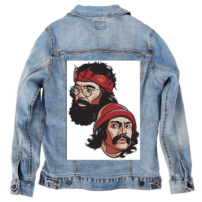 Customer Designed Custom Denim Jacket (hand-crafted) with 3 color choices of jacket: Stonewash, White, or Black. Unisex XS S M L XL 2X 3X. USA hand-crafted and USA digitally printed. Ships free within the USA & also ships Internationally.