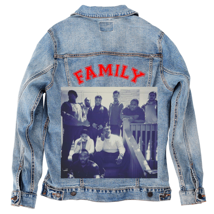 Customer Designed Custom Denim Jacket (hand-crafted) with 3 color choices of jacket: Stonewash, White, or Black. Unisex XS S M L XL 2X 3X. USA hand-crafted and USA digitally printed. Ships free within the USA & also ships Internationally.
