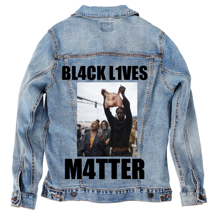 Customer Designed Custom Denim Jacket (hand-crafted) with 3 color choices of jacket: Stonewash, White, or Black. Unisex XS S M L XL 2X 3X. USA hand-crafted and USA digitally printed. Ships free within the USA & also ships Internationally.