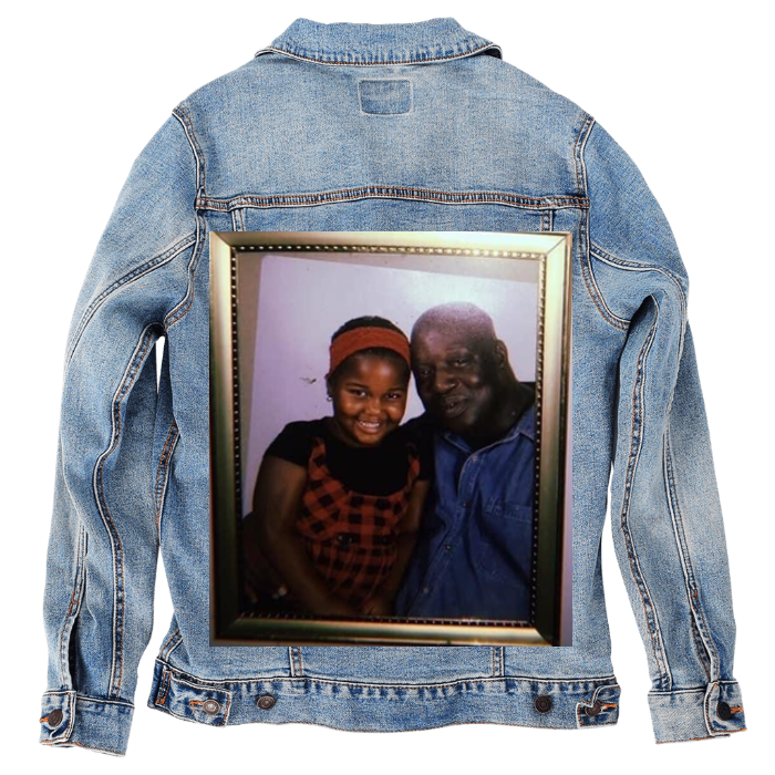 Customer Designed Custom Denim Jacket (hand-crafted) with 3 color choices of jacket: Stonewash, White, or Black. Unisex XS S M L XL 2X 3X. USA hand-crafted and USA digitally printed. Ships free within the USA & also ships Internationally.