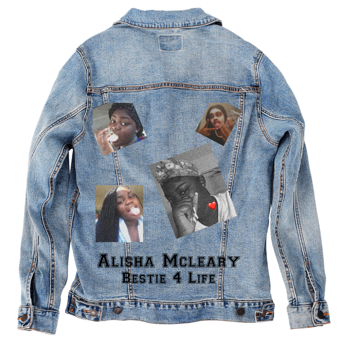 Customer Designed Custom Denim Jacket (hand-crafted) with 3 color choices of jacket: Stonewash, White, or Black. Unisex XS S M L XL 2X 3X. USA hand-crafted and USA digitally printed. Ships free within the USA & also ships Internationally.