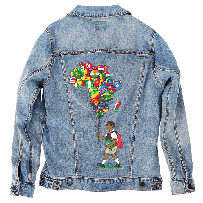 Customer Designed Custom Denim Jacket (hand-crafted) with 3 color choices of jacket: Stonewash, White, or Black. Unisex XS S M L XL 2X 3X. USA hand-crafted and USA digitally printed. Ships free within the USA & also ships Internationally.