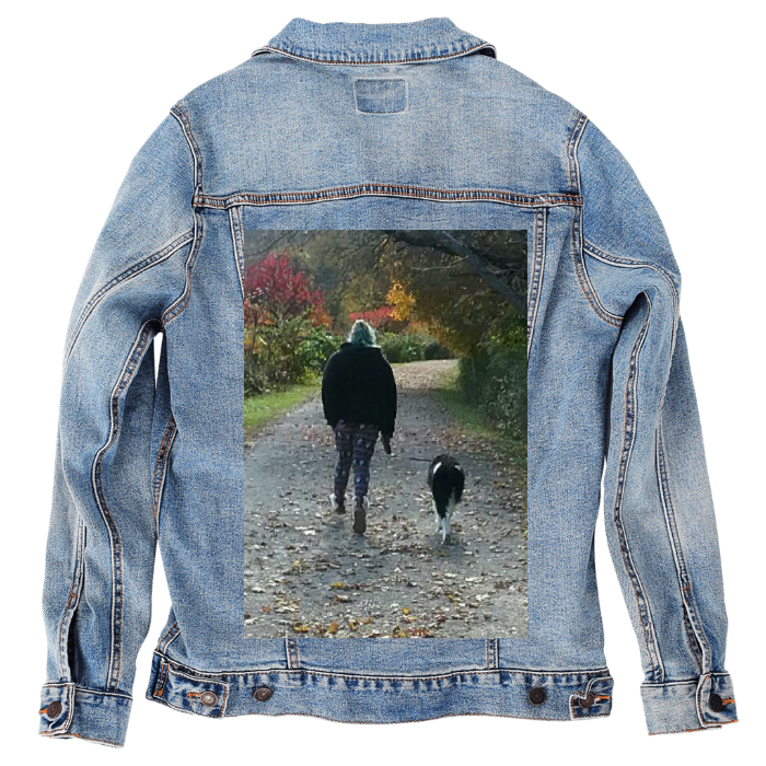 Customer Designed Custom Denim Jacket (hand-crafted) with 3 color choices of jacket: Stonewash, White, or Black. Unisex XS S M L XL 2X 3X. USA hand-crafted and USA digitally printed. Ships free within the USA & also ships Internationally.