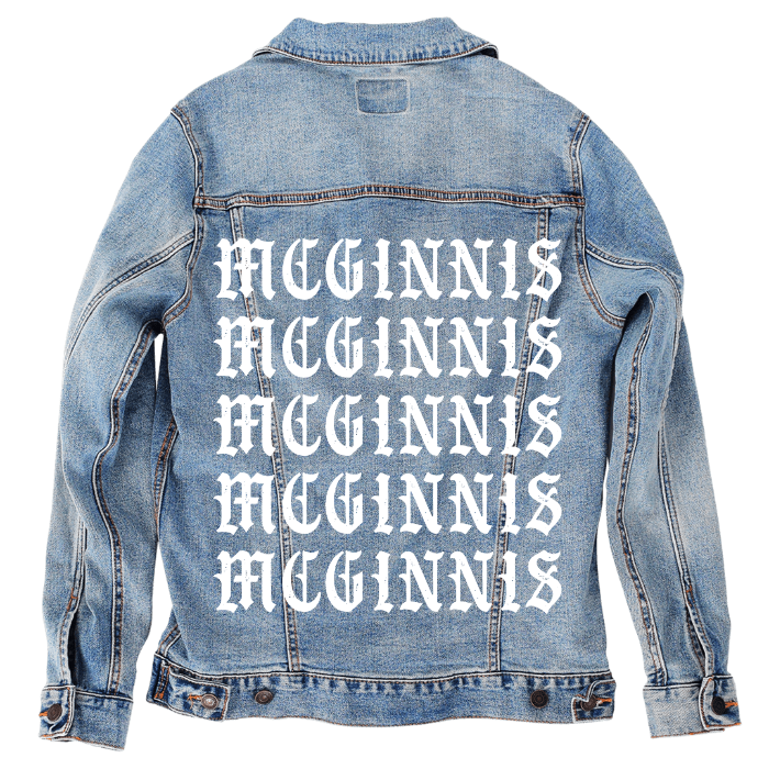 Customer Designed Custom Denim Jacket (hand-crafted) with 3 color choices of jacket: Stonewash, White, or Black. Unisex XS S M L XL 2X 3X. USA hand-crafted and USA digitally printed. Ships free within the USA & also ships Internationally.