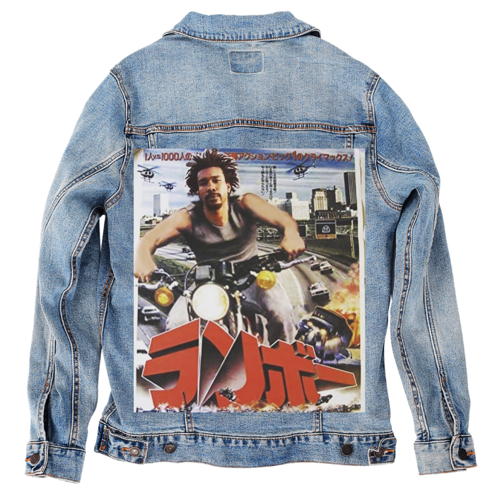 Customer Designed Custom Denim Jacket (hand-crafted) with 3 color choices of jacket: Stonewash, White, or Black. Unisex XS S M L XL 2X 3X. USA hand-crafted and USA digitally printed. Ships free within the USA & also ships Internationally.