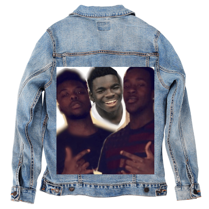 Customer Designed Custom Denim Jacket (hand-crafted) with 3 color choices of jacket: Stonewash, White, or Black. Unisex XS S M L XL 2X 3X. USA hand-crafted and USA digitally printed. Ships free within the USA & also ships Internationally.