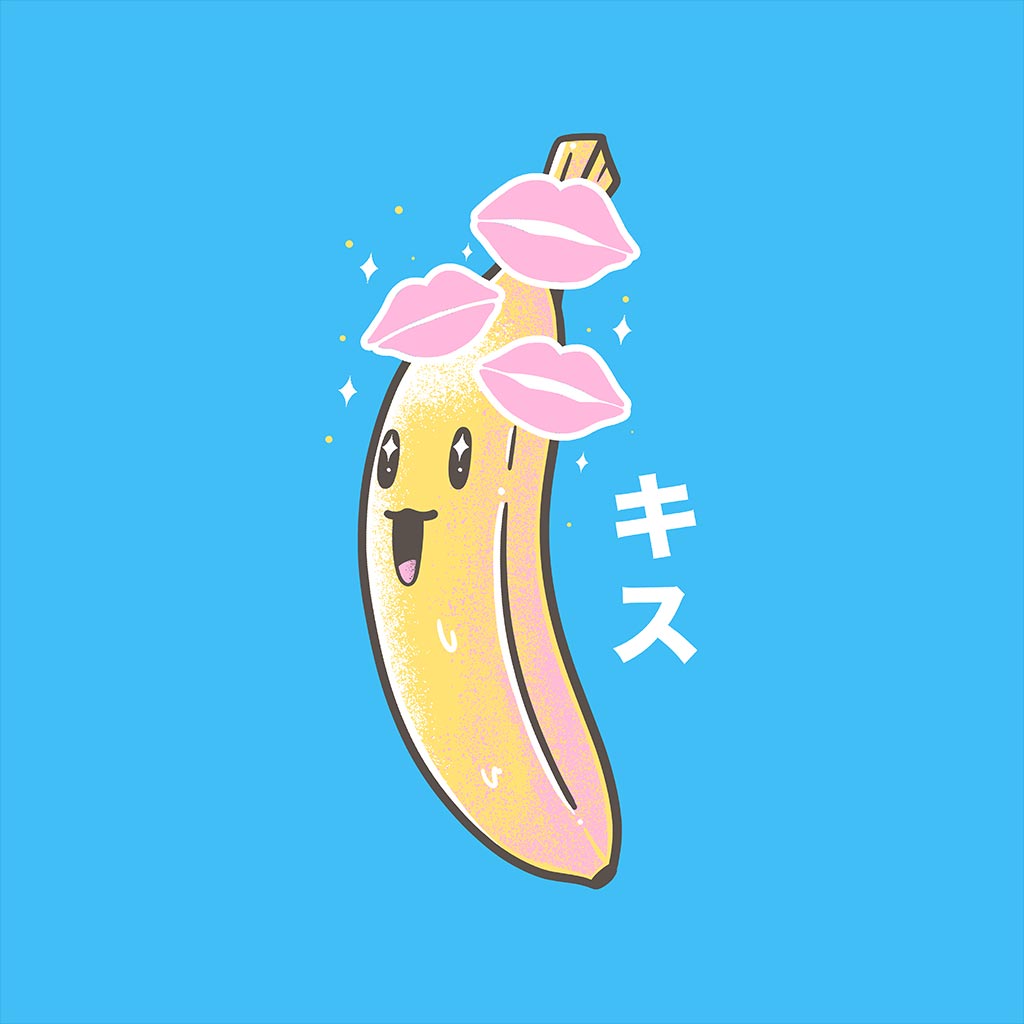 Banana Kisses by Tobe Fonseca, printed on a hand-made Unisex Denim Jacket