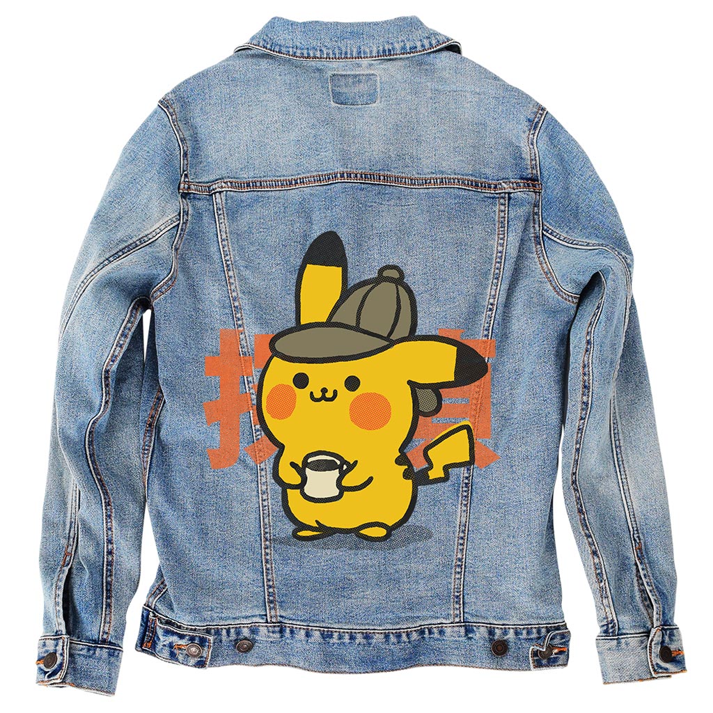 Pikachu Coffee Detective by Pepe Rodriguez AKA ppmid Unisex Denim Jacket