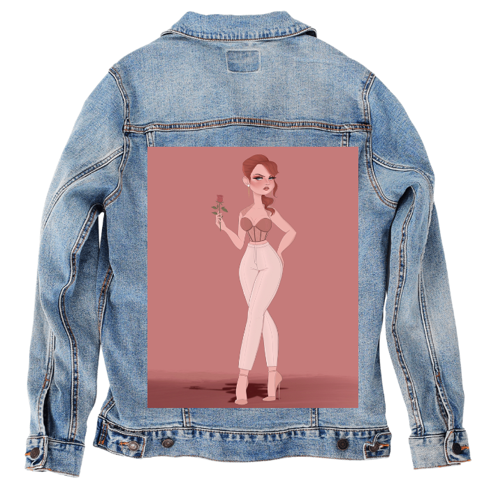 Customer Designed Custom Denim Jacket (hand-crafted) with 3 color choices of jacket: Stonewash, White, or Black. Unisex XS S M L XL 2X 3X. USA hand-crafted and USA digitally printed. Ships free within the USA & also ships Internationally.