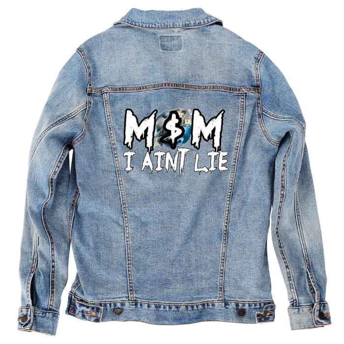 Customer Designed Custom Denim Jacket (hand-crafted) with 3 color choices of jacket: Stonewash, White, or Black. Unisex XS S M L XL 2X 3X. USA hand-crafted and USA digitally printed. Ships free within the USA & also ships Internationally.