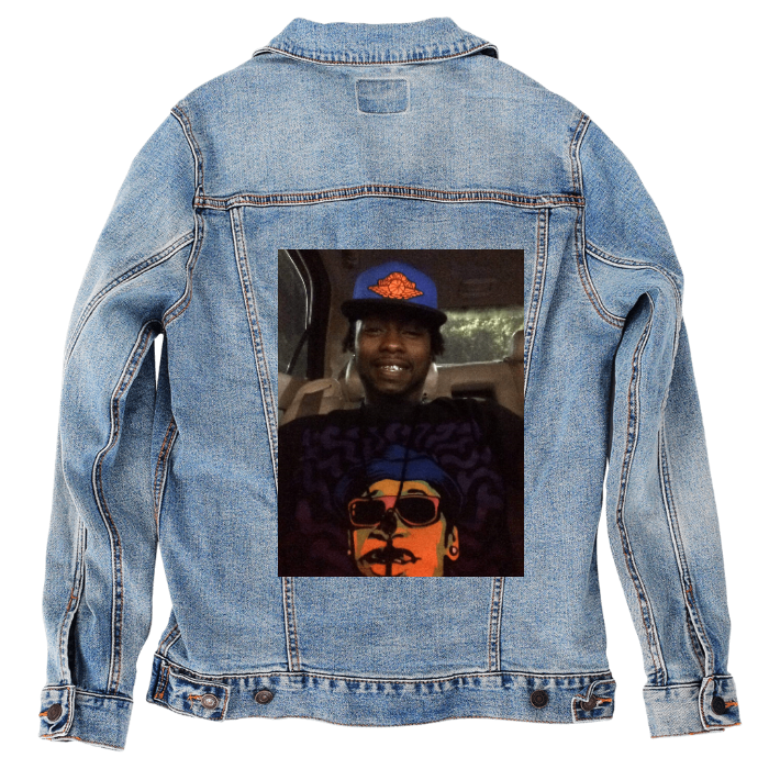Customer Designed Custom Denim Jacket (hand-crafted) with 3 color choices of jacket: Stonewash, White, or Black. Unisex XS S M L XL 2X 3X. USA hand-crafted and USA digitally printed. Ships free within the USA & also ships Internationally.