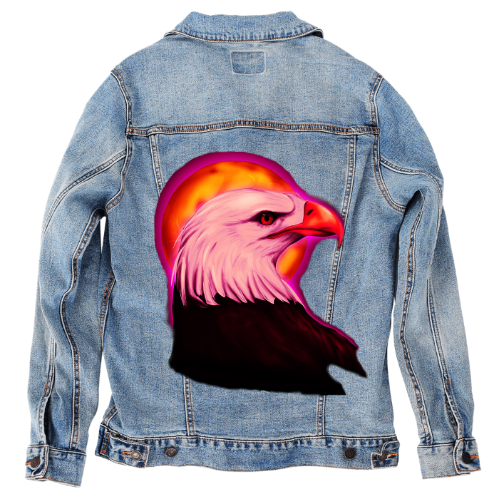 Customer Designed Custom Denim Jacket (hand-crafted) with 3 color choices of jacket: Stonewash, White, or Black. Unisex XS S M L XL 2X 3X. USA hand-crafted and USA digitally printed. Ships free within the USA & also ships Internationally.