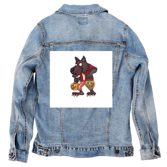 Customer Designed Custom Denim Jacket (hand-crafted) with 3 color choices of jacket: Stonewash, White, or Black. Unisex XS S M L XL 2X 3X. USA hand-crafted and USA digitally printed. Ships free within the USA & also ships Internationally.