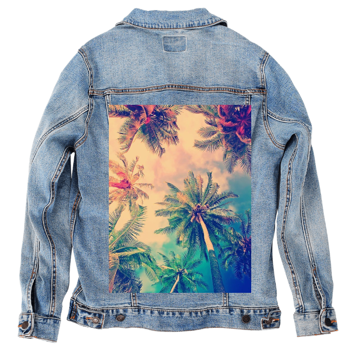Customer Designed Custom Denim Jacket (hand-crafted) with 3 color choices of jacket: Stonewash, White, or Black. Unisex XS S M L XL 2X 3X. USA hand-crafted and USA digitally printed. Ships free within the USA & also ships Internationally.