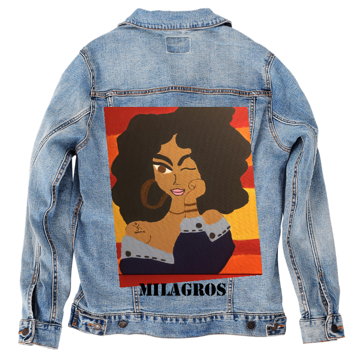 Customer Designed Custom Denim Jacket (hand-crafted) with 3 color choices of jacket: Stonewash, White, or Black. Unisex XS S M L XL 2X 3X. USA hand-crafted and USA digitally printed. Ships free within the USA & also ships Internationally.