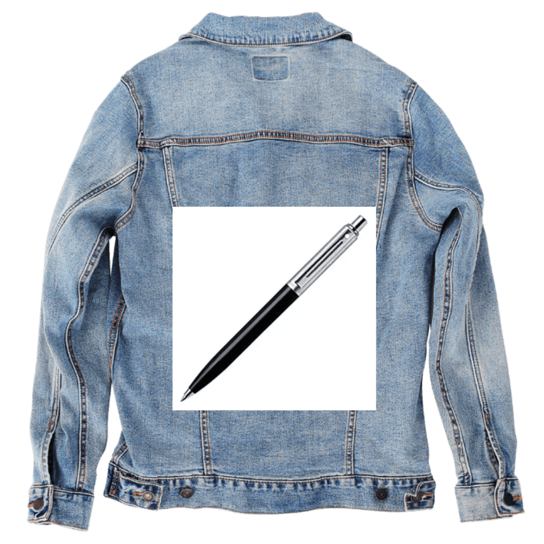 Custom Denim Jacket – Customer Designed – Black and Silver Pen Illustration Back Art – 3 Color Choices (hand - crafted) custom denim jacket by DenimINK