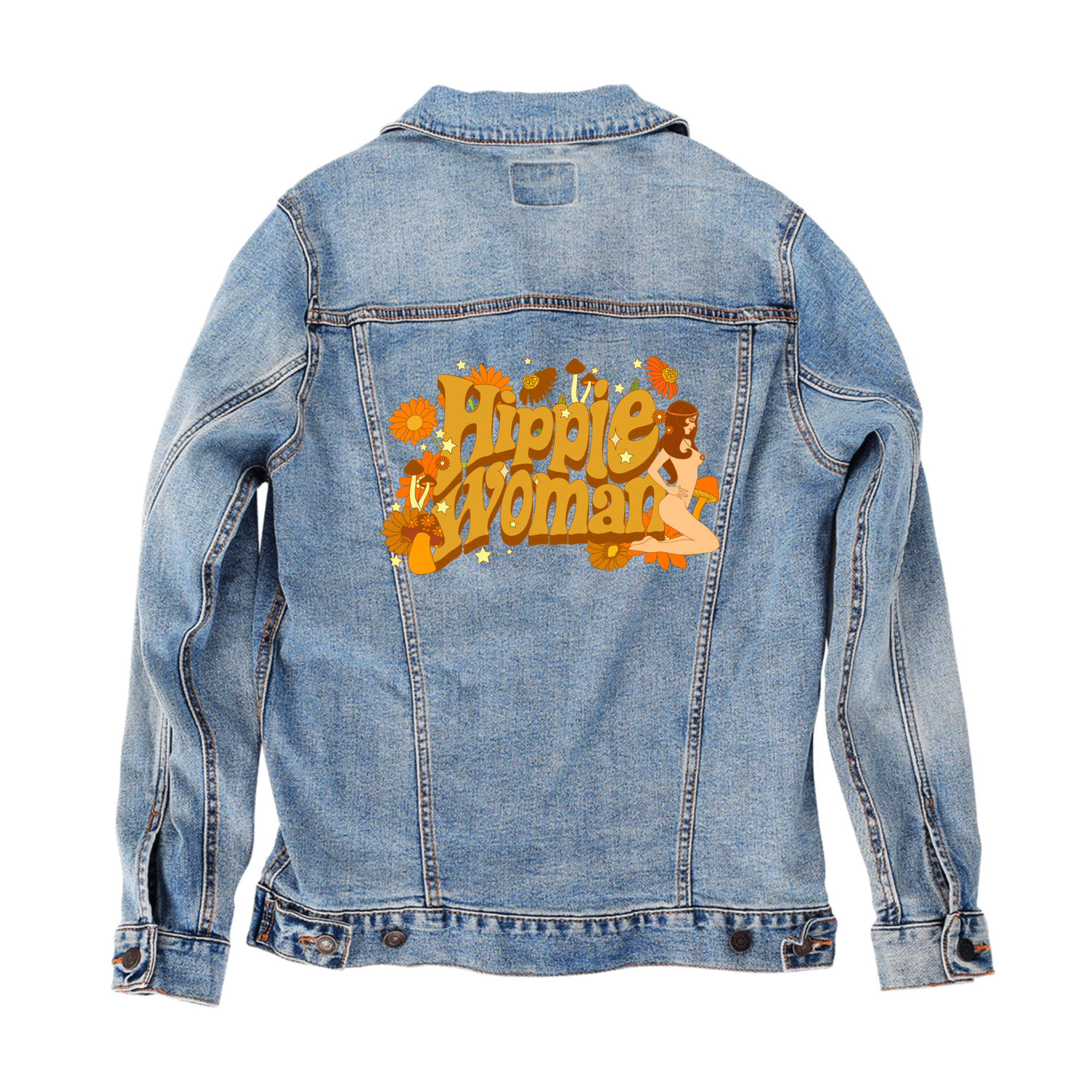 Customer Designed Custom Denim Jacket (hand-crafted) with 3 color choices of jacket: Stonewash, White, or Black. Unisex XS S M L XL 2X 3X. USA hand-crafted and USA digitally printed. Ships free within the USA & also ships Internationally.