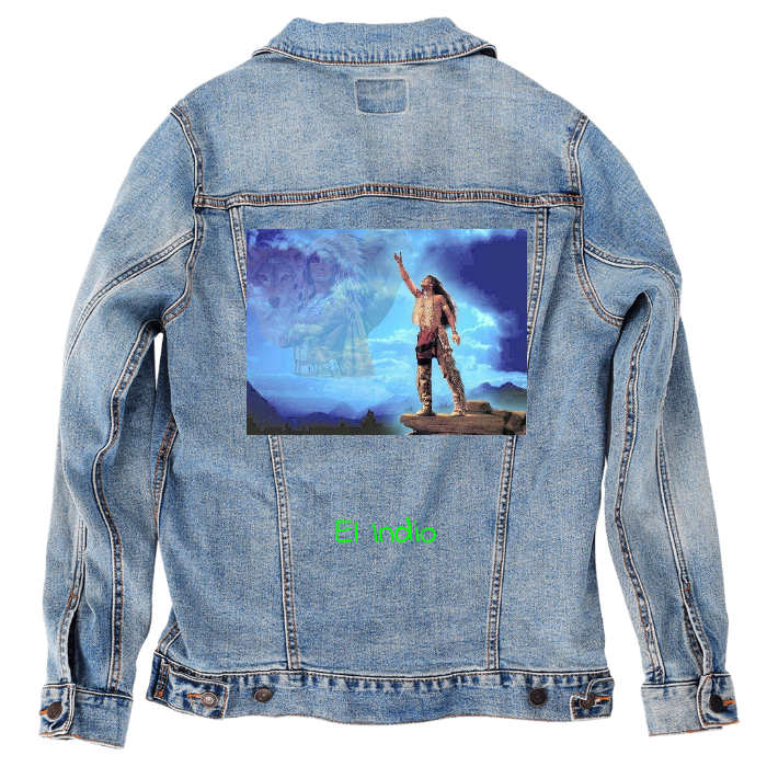 Customer Designed Custom Denim Jacket (hand-crafted) with 3 color choices of jacket: Stonewash, White, or Black. Unisex XS S M L XL 2X 3X. USA hand-crafted and USA digitally printed. Ships free within the USA & also ships Internationally.