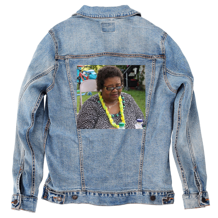 Customer Designed Custom Denim Jacket (hand-crafted) with 3 color choices of jacket: Stonewash, White, or Black. Unisex XS S M L XL 2X 3X. USA hand-crafted and USA digitally printed. Ships free within the USA & also ships Internationally.