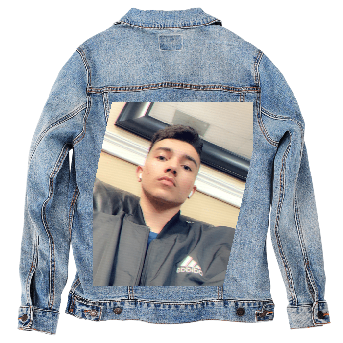Customer Designed Custom Denim Jacket (hand-crafted) with 3 color choices of jacket: Stonewash, White, or Black. Unisex XS S M L XL 2X 3X. USA hand-crafted and USA digitally printed. Ships free within the USA & also ships Internationally.