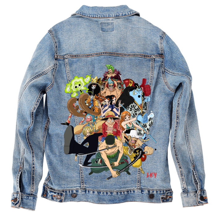 Customer Designed Custom Denim Jacket (hand-crafted) with 3 color choices of jacket: Stonewash, White, or Black. Unisex XS S M L XL 2X 3X. USA hand-crafted and USA digitally printed. Ships free within the USA & also ships Internationally.