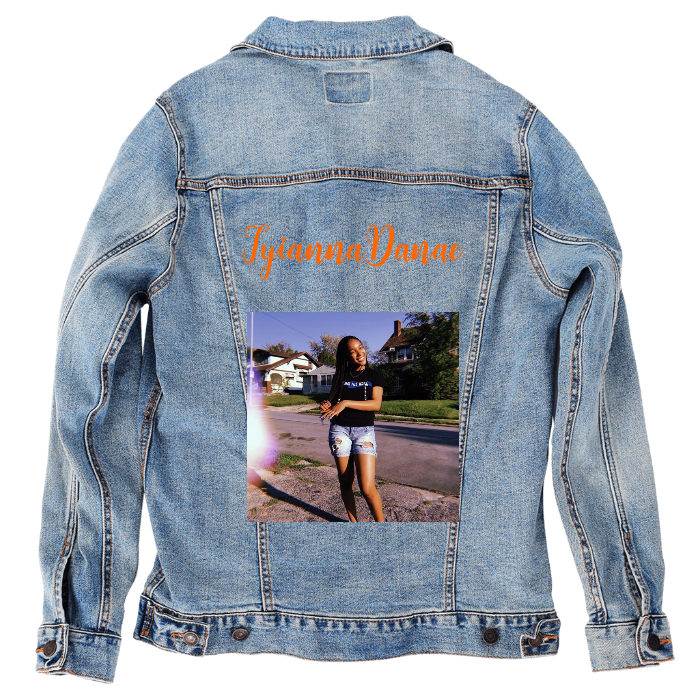 Customer Designed Custom Denim Jacket (hand-crafted) with 3 color choices of jacket: Stonewash, White, or Black. Unisex XS S M L XL 2X 3X. USA hand-crafted and USA digitally printed. Ships free within the USA & also ships Internationally.