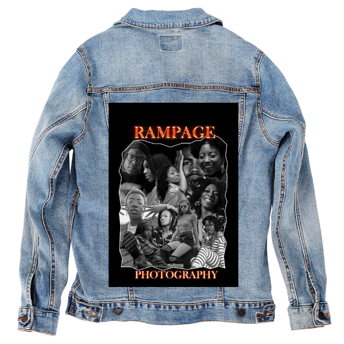 Customer Designed Custom Denim Jacket (hand-crafted) with 3 color choices of jacket: Stonewash, White, or Black. Unisex XS S M L XL 2X 3X. USA hand-crafted and USA digitally printed. Ships free within the USA & also ships Internationally.