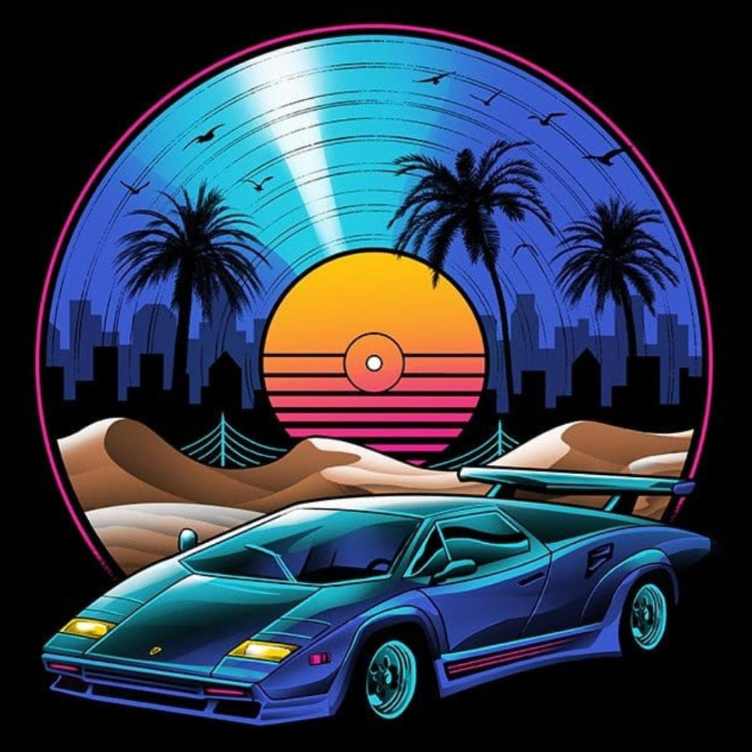 RETRO VINYL SOUNDTRACK by VINCENT TRINIDAD, digitally printed on DENIM products: throw pillows, aprons, table place mats, and hand-crafted Unisex Denim Jackets in 3 color choices