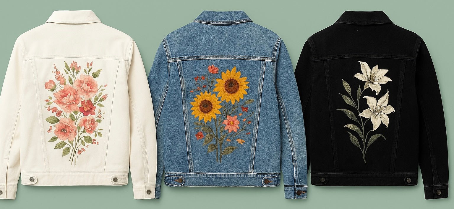Flowers, Botanical & Plants - Flowers Botanical Plants denim jackets
