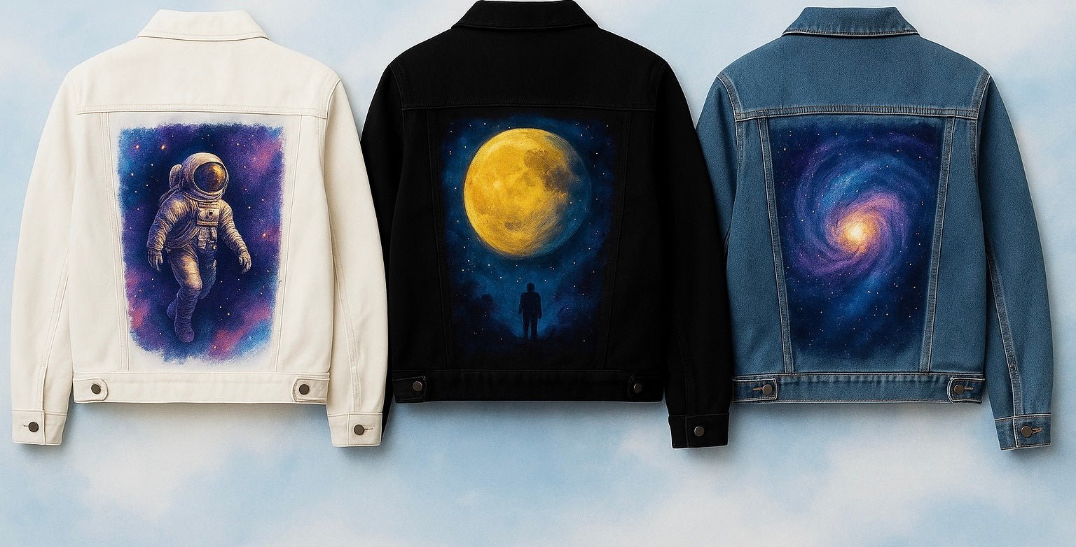Space & Cosmic art on denim jackets – Space Cosmic Collection