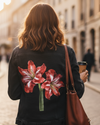 2 RED LILY by RAMIR DESIGNS, digitally printed on a hand-made Unisex Denim Jacket