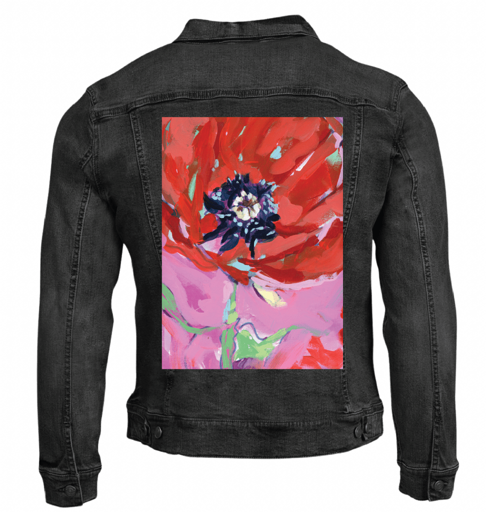 AUGUST BIRTH FLOWER by PAIGE FLOTTERUD custom denim jacket by DenimINK