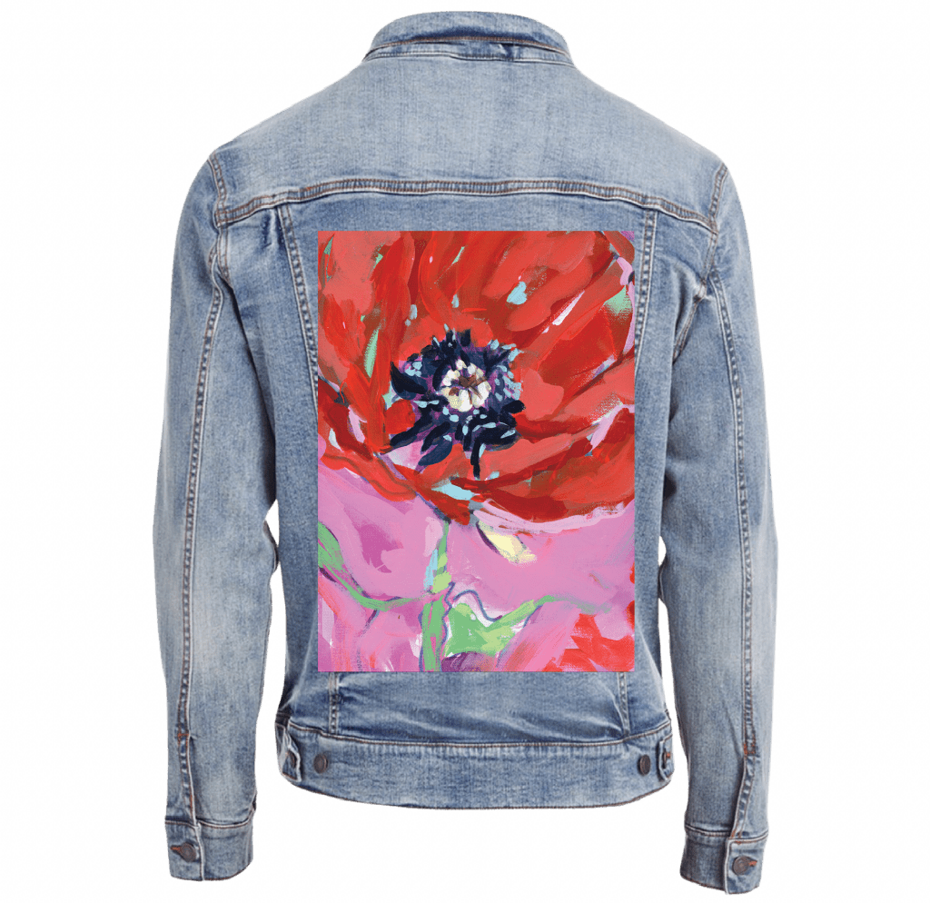 AUGUST BIRTH FLOWER by PAIGE FLOTTERUD custom denim jacket by DenimINK