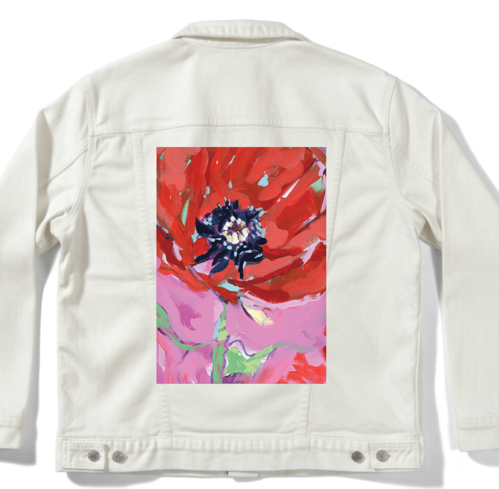 AUGUST BIRTH FLOWER by PAIGE FLOTTERUD custom denim jacket by DenimINK