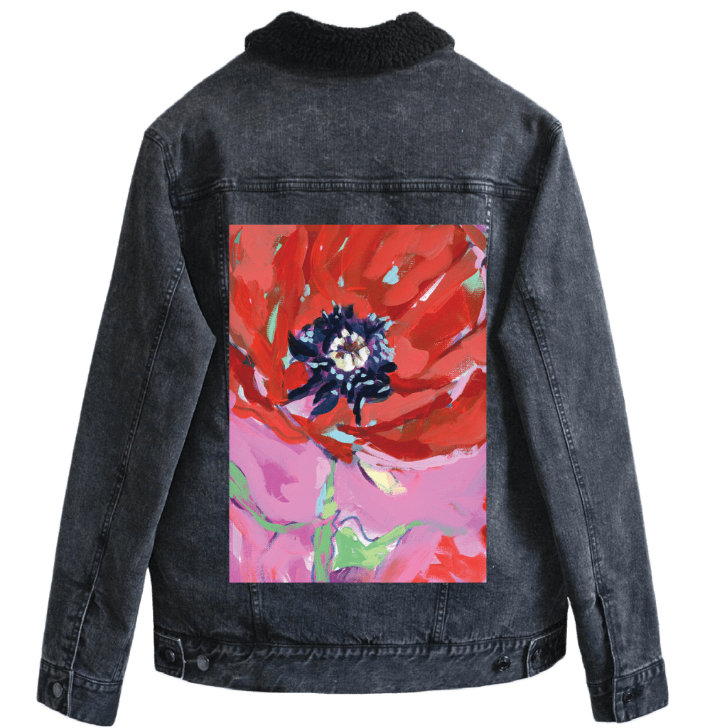 AUGUST BIRTH FLOWER by PAIGE FLOTTERUD custom denim jacket by DenimINK