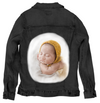 BABY YELLOW HAT by RAMIR DESIGNS, digitally printed on a hand-made Unisex Denim Jacket