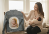 BABY YELLOW HAT by RAMIR DESIGNS, digitally printed on a hand-made Unisex Denim Jacket