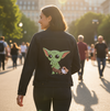 Baby Yoda And Porg by Pepe Rodriguez AKA ppmid, printed on a hand-made Unisex Denim Jacket