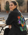 BIRD OF PARADISE1 by HEND SHEHATA, printed on a hand-made Unisex Denim Jacket