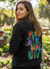BIRD OF PARADISE1 by HEND SHEHATA, printed on a hand-made Unisex Denim Jacket
