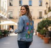 BIRD OF PARADISE1 by HEND SHEHATA, printed on a hand-made Unisex Denim Jacket
