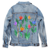 BIRD OF PARADISE2 by HEND SHEHATA, printed on a hand-made Unisex Denim Jacket