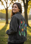 BIRD OF PARADISE2 by HEND SHEHATA, printed on a hand-made Unisex Denim Jacket