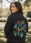 BIRD OF PARADISE2 by HEND SHEHATA, printed on a hand-made Unisex Denim Jacket