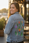 BIRD OF PARADISE2 by HEND SHEHATA, printed on a hand-made Unisex Denim Jacket