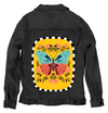 BLOOM and FLUTTER by INDYSIGN, printed on a hand-made Unisex Denim Jacket